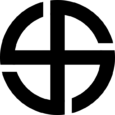 Cruz solar celta de color negro variación del lauburu.