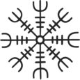 Símbolo nórdico Aegishjalmur de color negro.