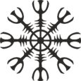 Símbolo vikingo Aegishjalmur de color negro.