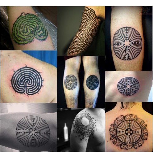 Tatuajes y tattoos con el Laberinto celta para hombre y mujer.